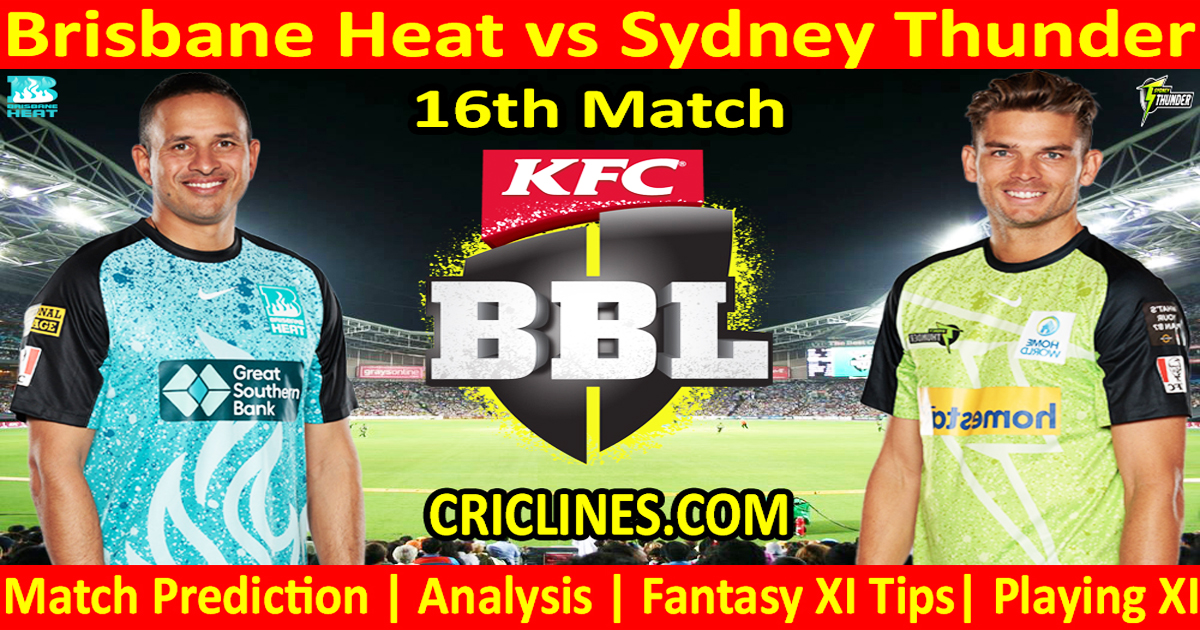 Today Match Prediction-BBH vs SYT-Dream11-BBL T20 2023-24-16th Match-Who Will Win