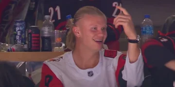Haaland takes in ice hockey before World Cup debut