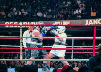 boxing ring referee crowd