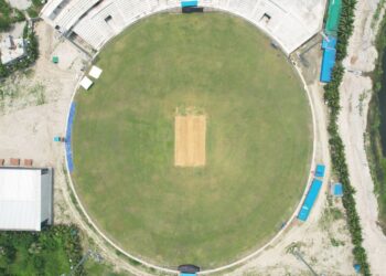 Aerial view of a cricket ground, England vs Sri Lanka 3rd ODI