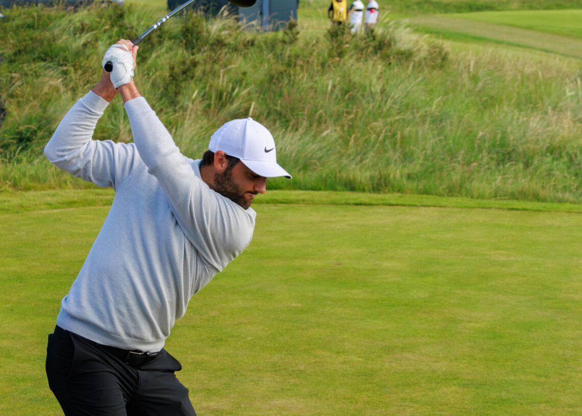 Scottie Scheffler during a practice round at Royal Portrush before the 2025 Open Championship