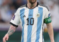 Lionel Messi playing for Argentina at the 2022 FIFA World Cup