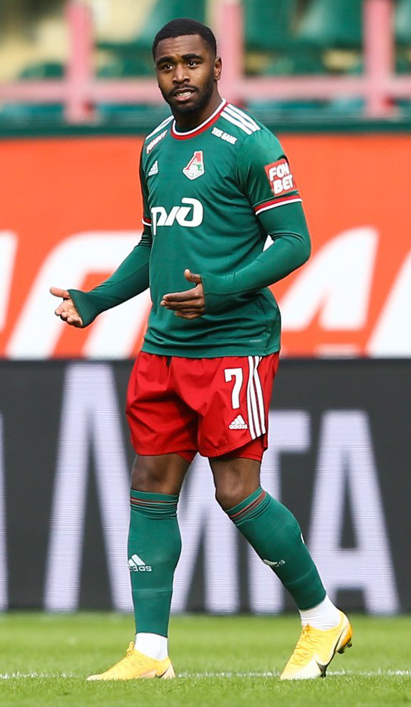 Suriname forward Gyrano Kerk, who scored against Martinique in Nations League Group B