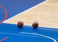 nba court basketballs