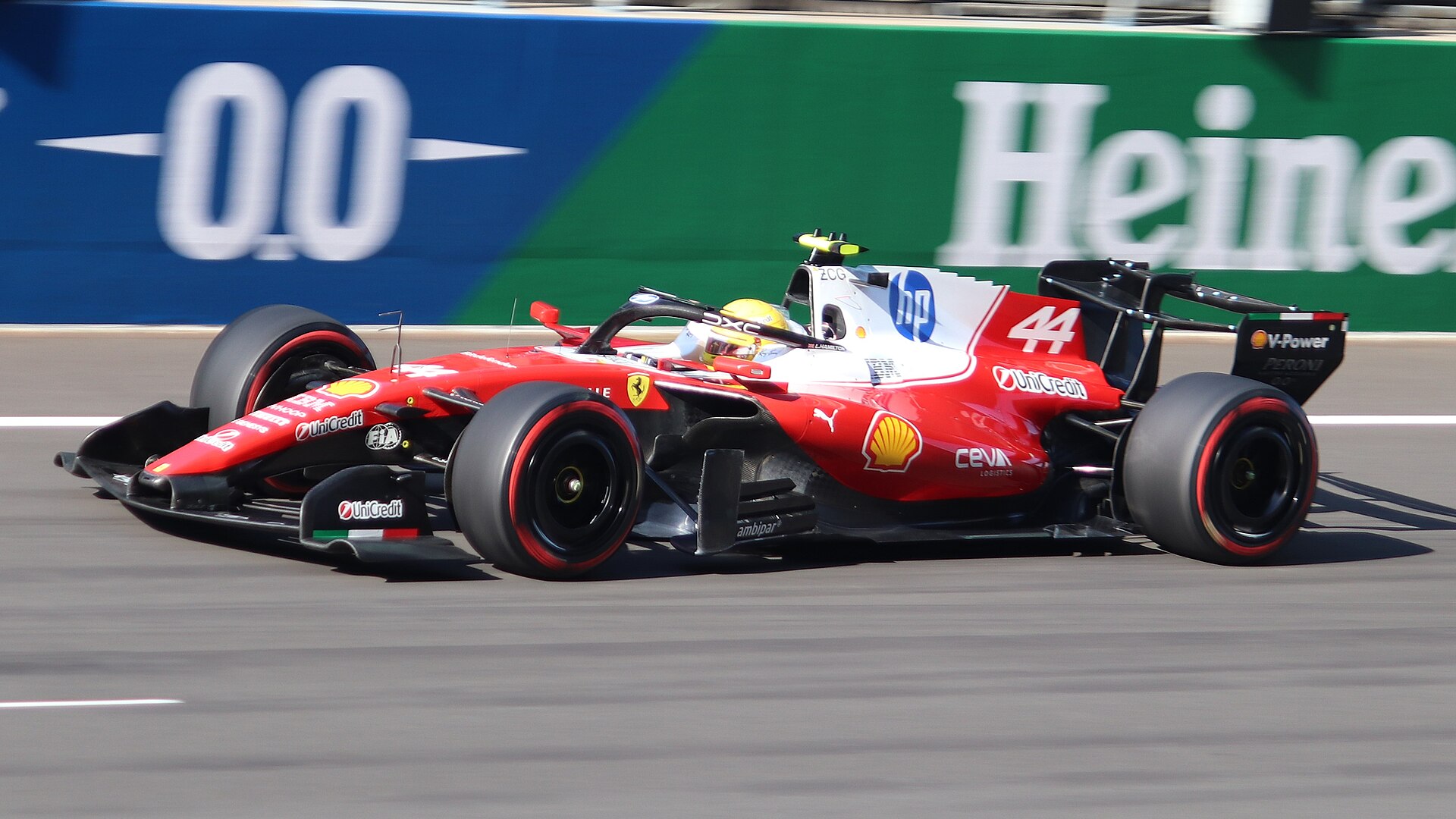Lewis Hamilton in the Ferrari, third in the Bahrain Grand Prix in Malaysia