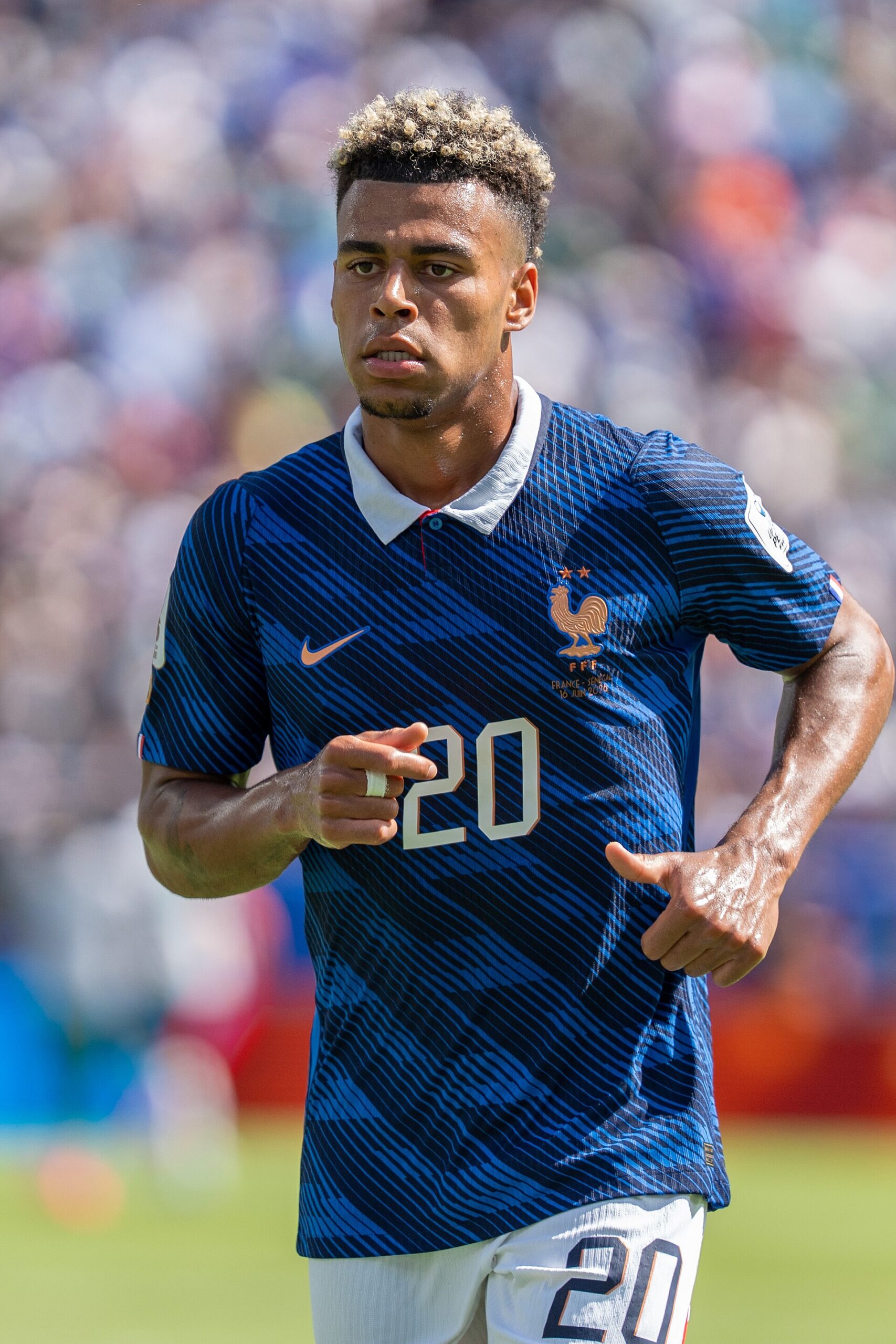 Desire Doue playing for France, scorer of the equaliser in France vs Belgium